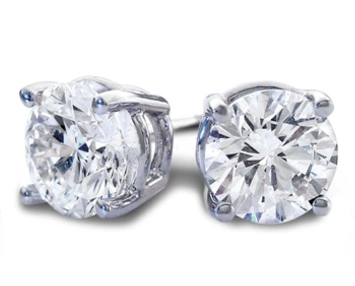 2CT Solitaire Silver Stud Earrings